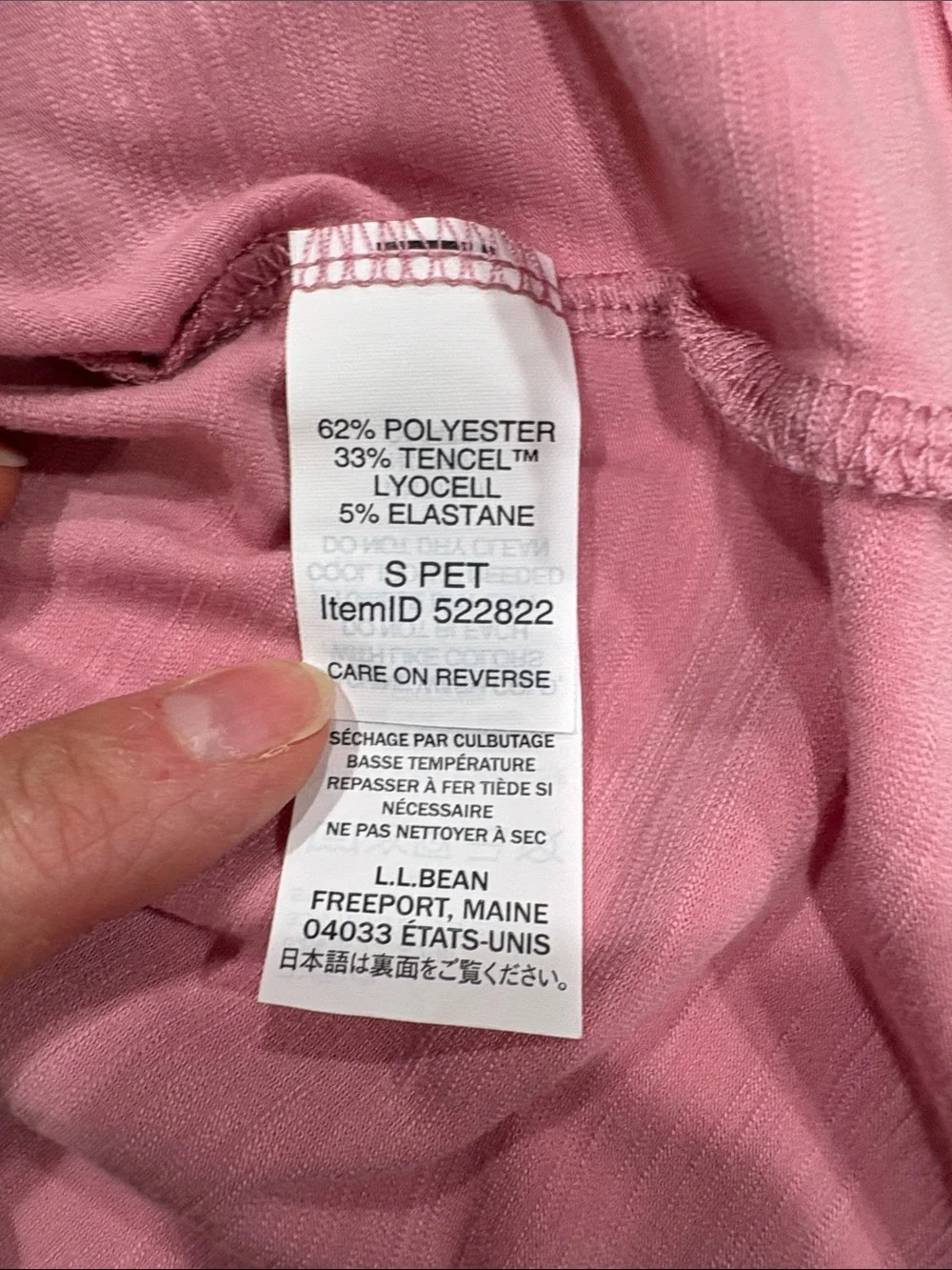 L.L. Bean Light Pink Smocked-Neck Henley Top